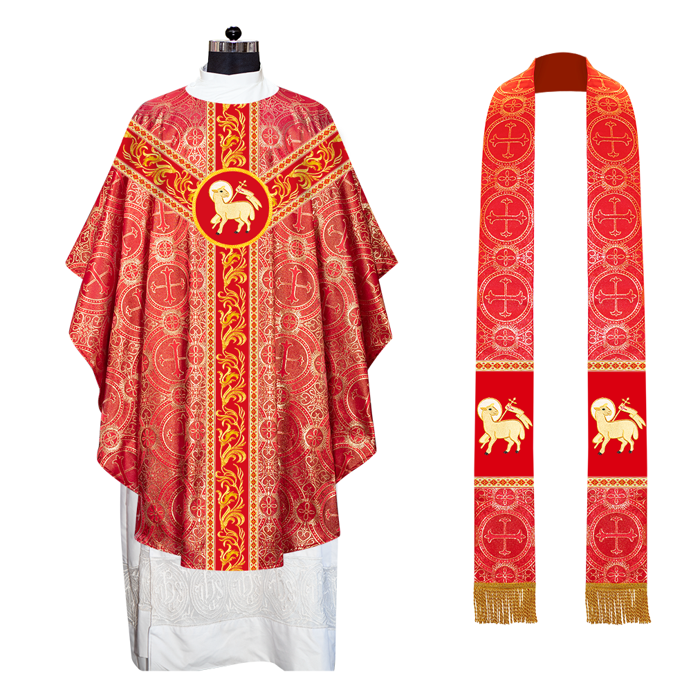 GOTHIC CHASUBLE VESTMENTS WITH ORNATE EMBROIDERY AND TRIMS