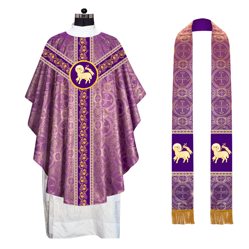 EMBROIDERED GOTHIC CHASUBLE ADORNED WITH GRAPES DESIGN