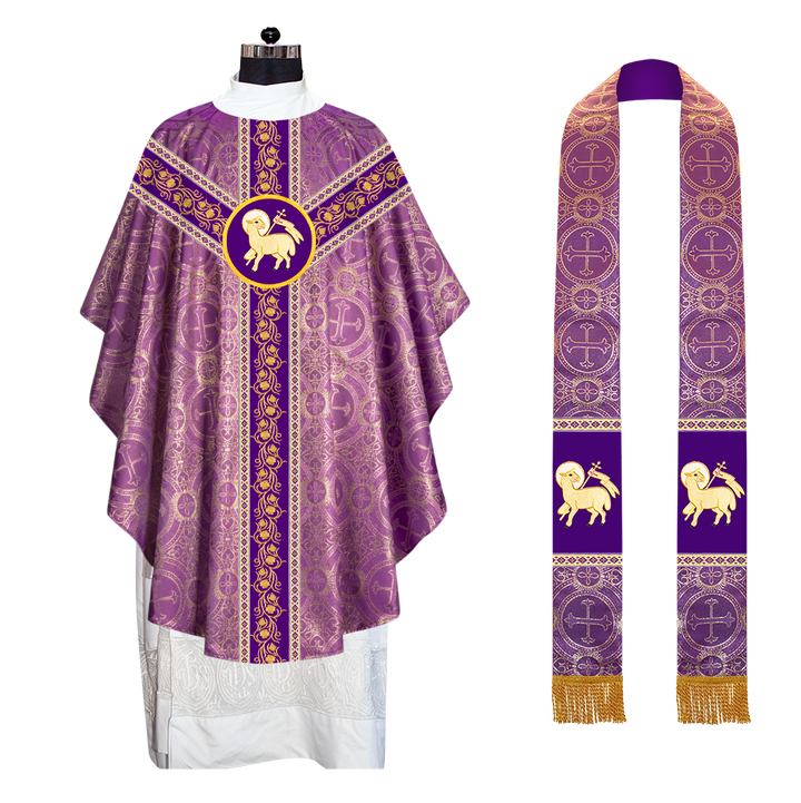 EMBROIDERED GOTHIC CHASUBLE ADORNED WITH GRAPES DESIGN