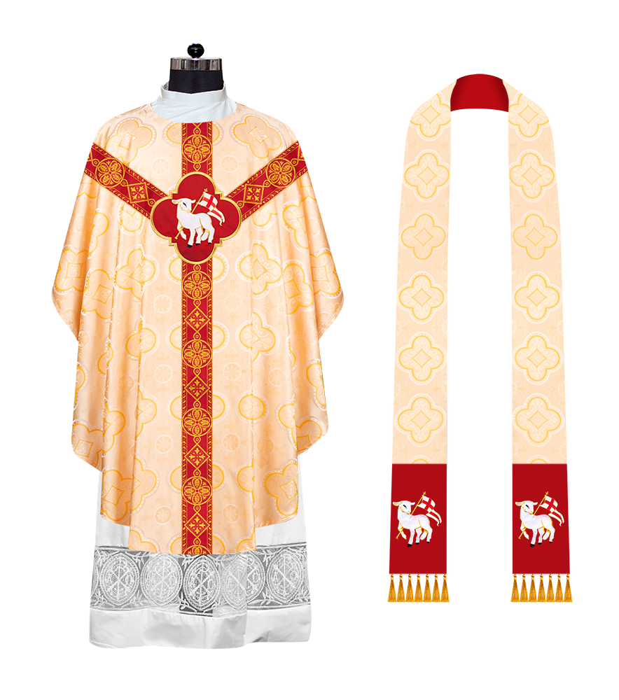 Liturgical Gothic Chasuble Vestment with Y Type Braided Orphrey