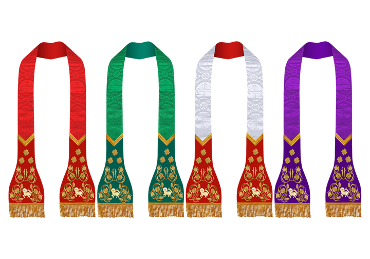 SET OF 4 ROMAN STOLE WITH GRAPES EMBROIDERY