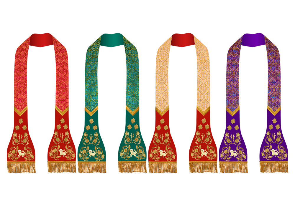 SET OF 4 ROMAN STOLE WITH GRAPES EMBROIDERY