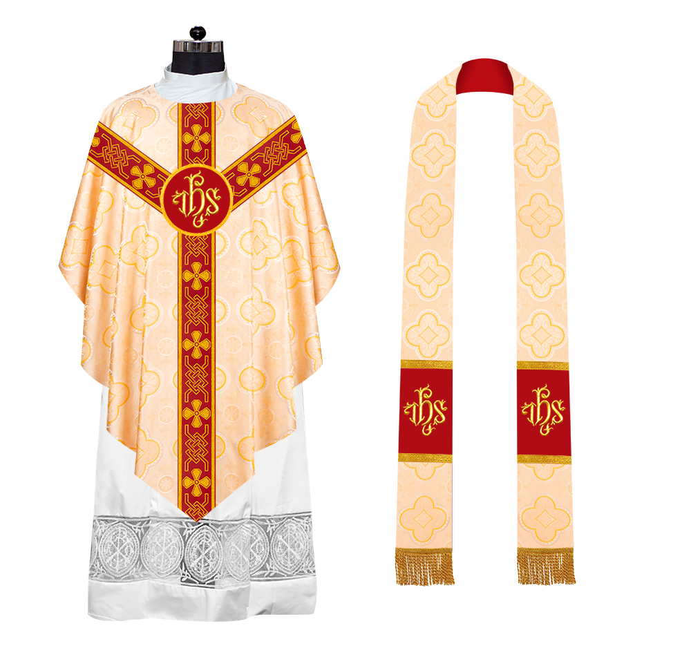 Pugin Chasuble with Liturgical Motif and Trims