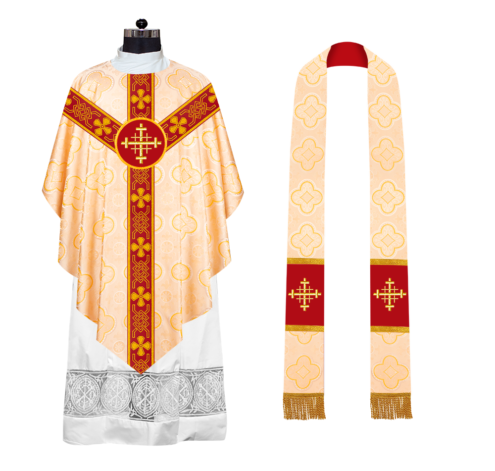 Pugin Chasuble with Liturgical Motif and Trims