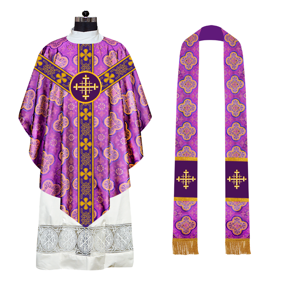 Pugin Chasuble with Liturgical Motif and Trims