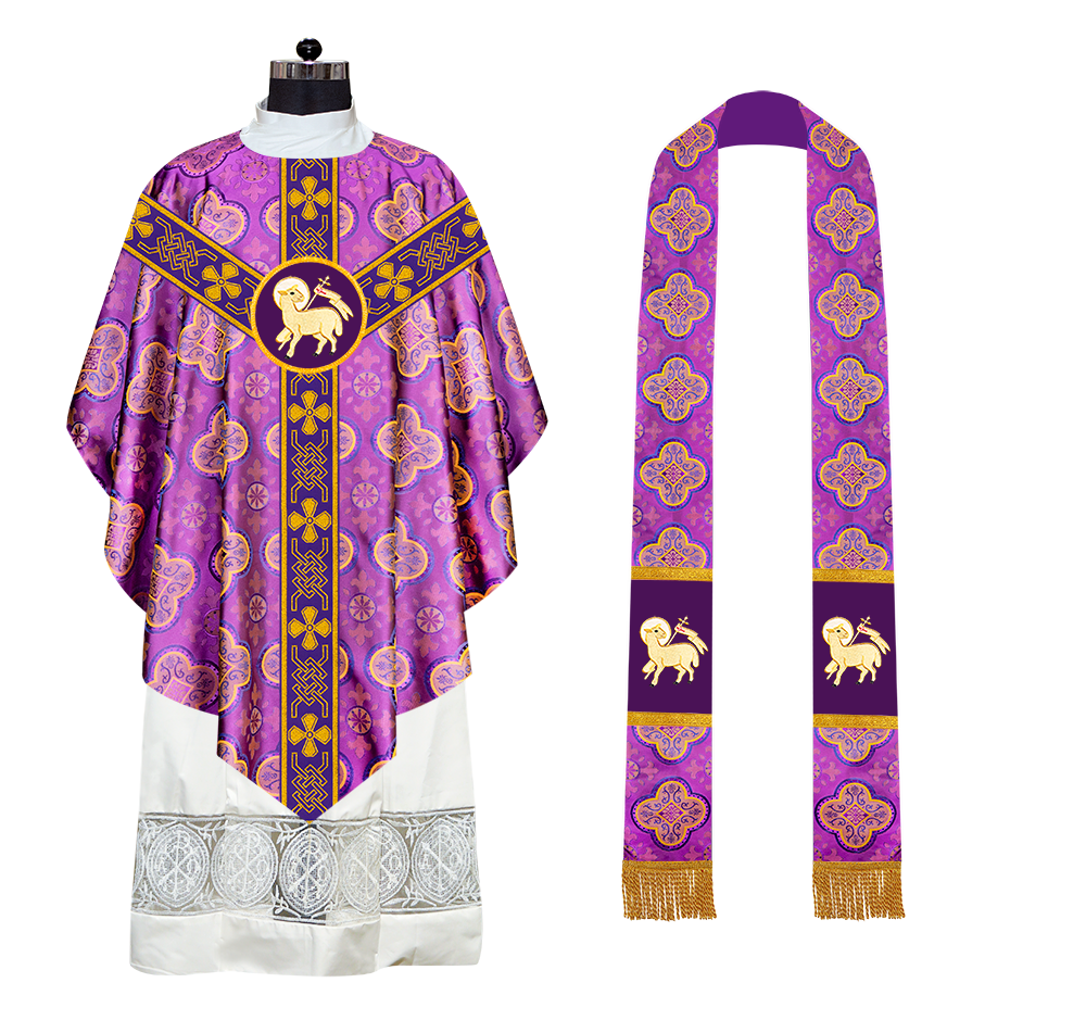 Pugin Chasuble with Liturgical Motif and Trims