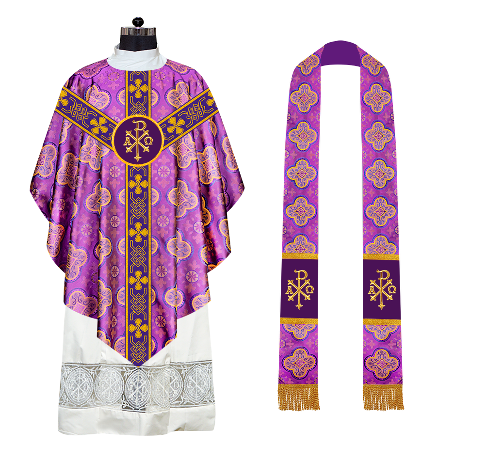 Pugin Chasuble with Liturgical Motif and Trims