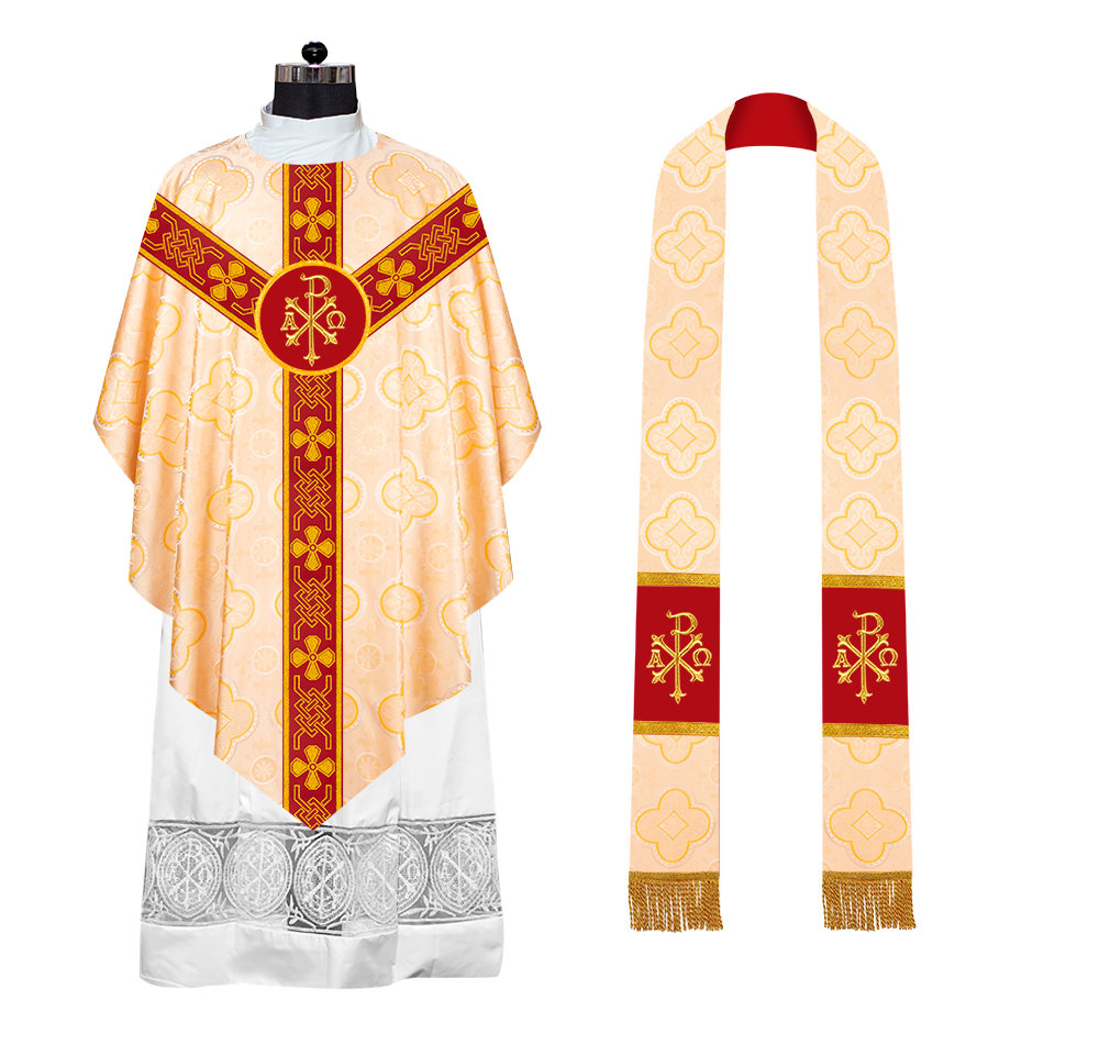 Pugin Chasuble with Liturgical Motif and Trims
