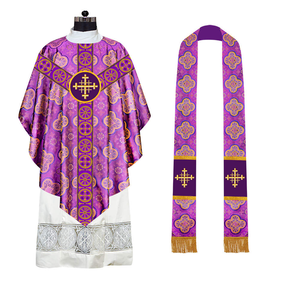 Pugin Chasuble with Liturgical Motif and Trims