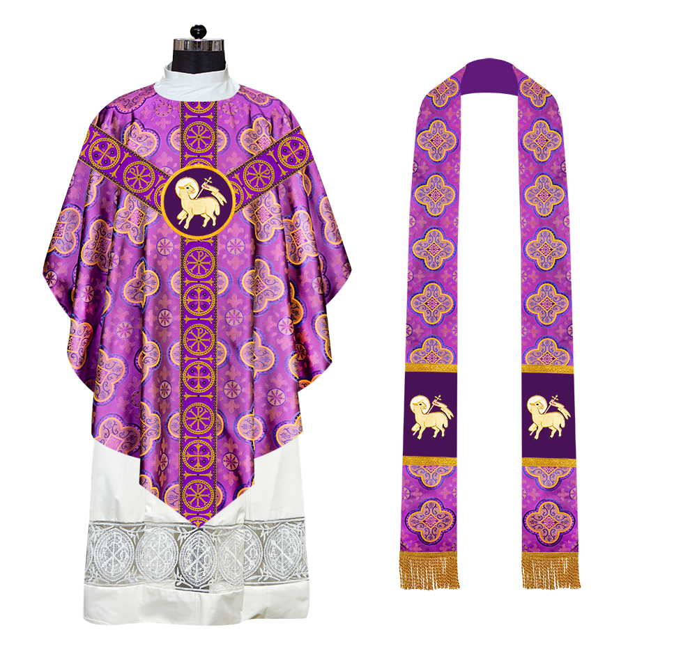 Pugin Chasuble with Liturgical Motif and Trims