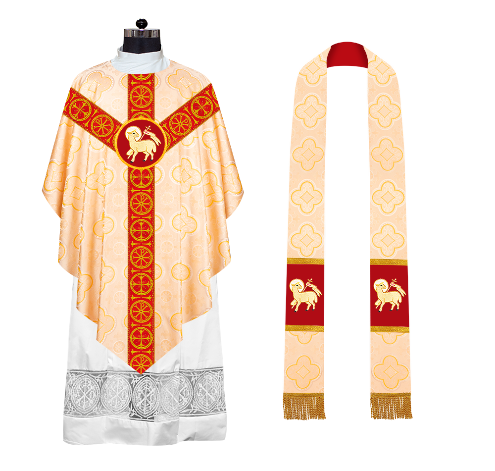 Pugin Chasuble with Liturgical Motif and Trims