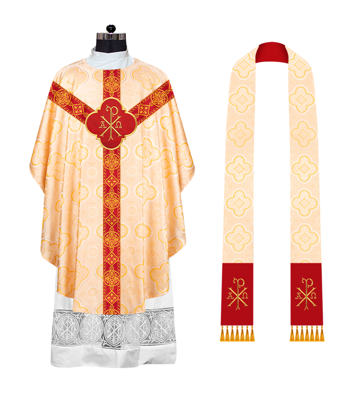 Liturgical Gothic Chasuble Vestment with Y Type Braided Orphrey