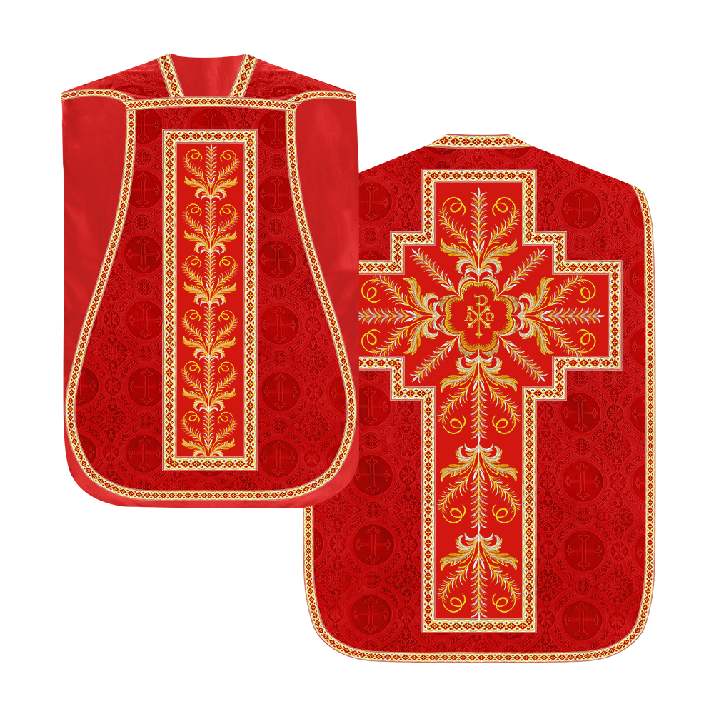 Roman Chasuble Vestment with Detailed Orphrey