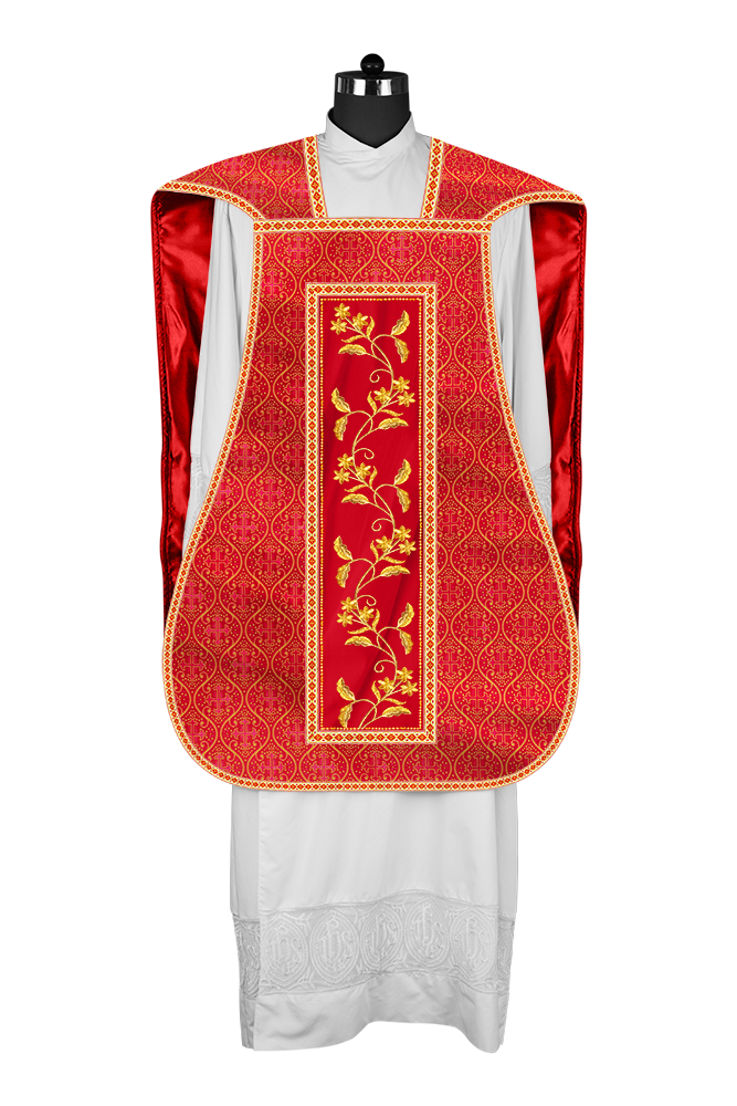 Roman Chasuble vestment with Floral Design and Trims