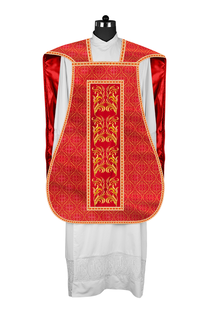 Roman Chasuble Vestment  with Woven Braids and Trims