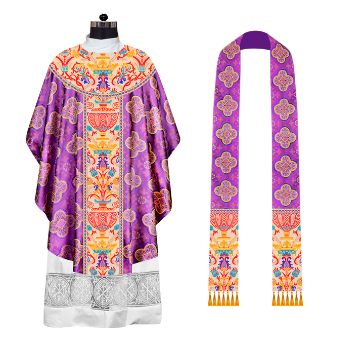 Gothic Chasuble in Coronation Tapestry Enhanced with Orphrey and Trims
