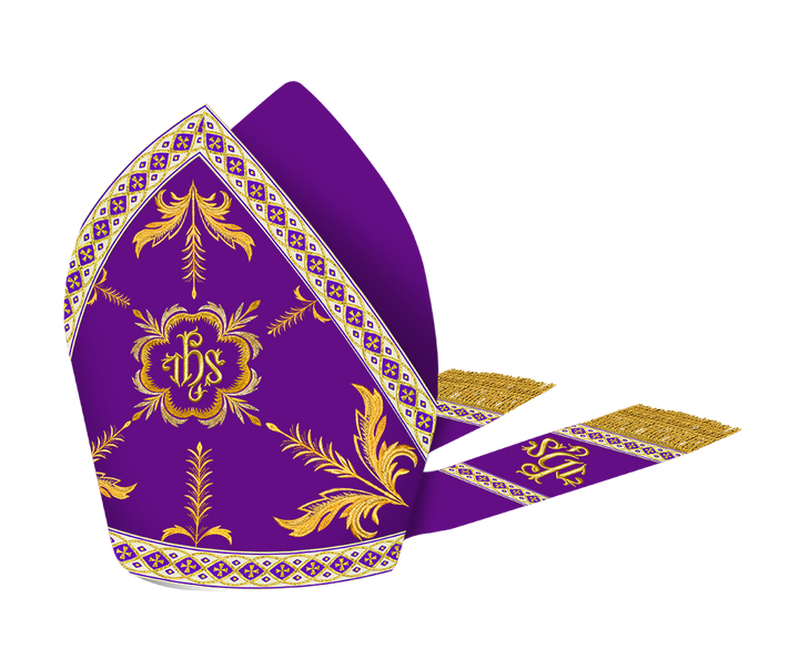 Mitre with Adorned Embroidery Motif and Trims