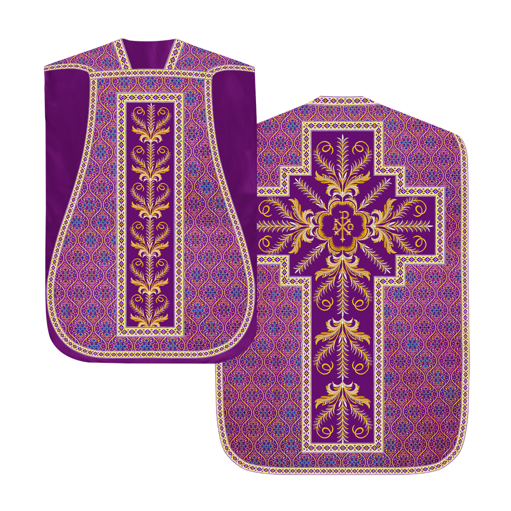 Roman Chasuble Vestment with Detailed Orphrey