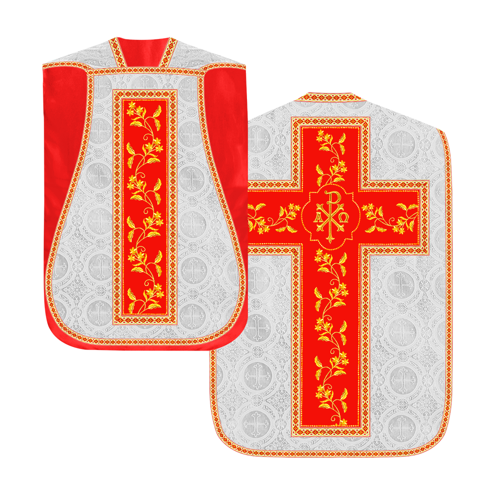 Roman Chasuble vestment with Floral Design and Trims