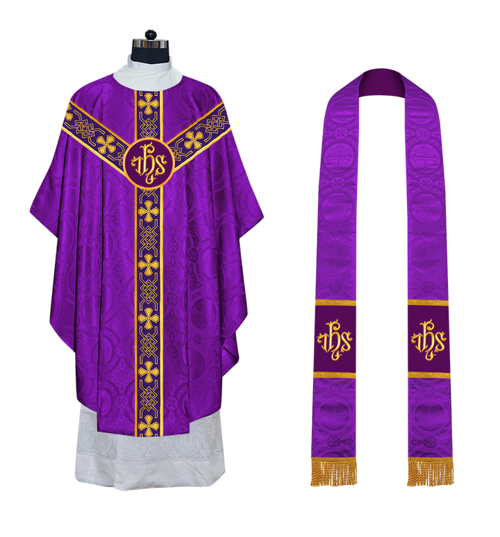 Gothic Chasuble - Y Type with woven braids