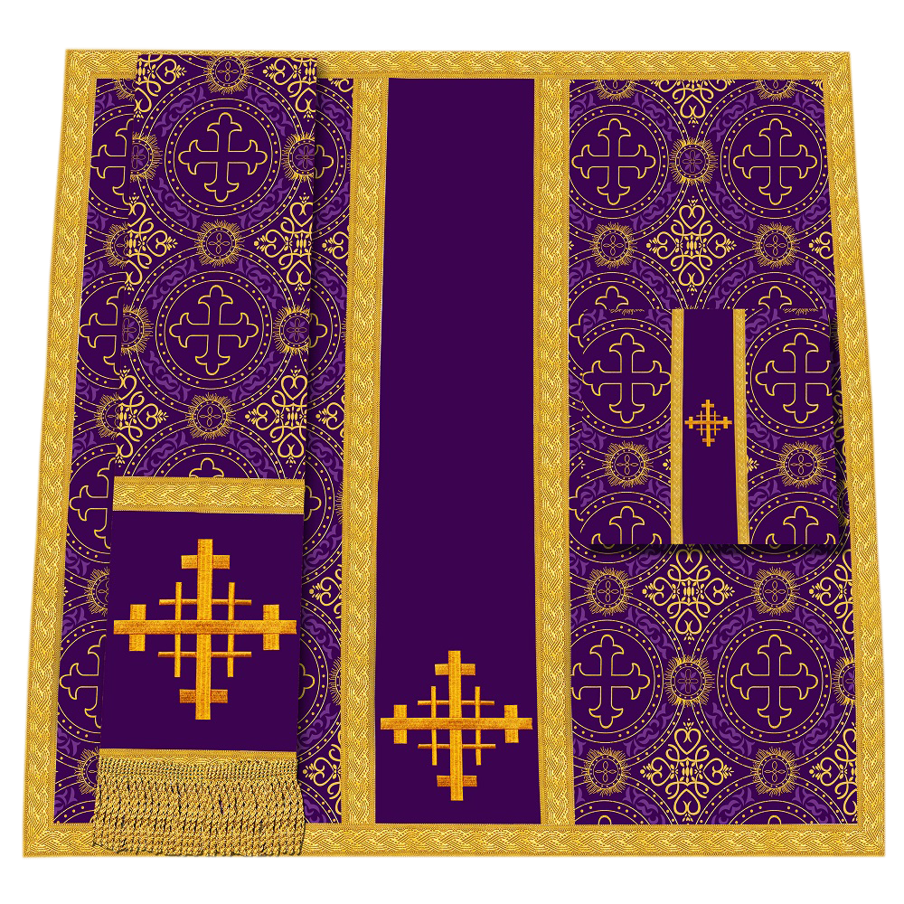 Adorned Gothic Chasuble Vestment -Spiritual Cross Collection - JOHA VESTMENTS