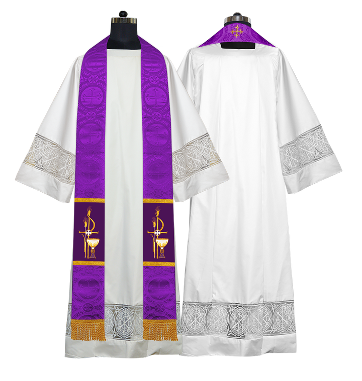 Set of 4 PAX with Chalice Embroidered Priest Stole