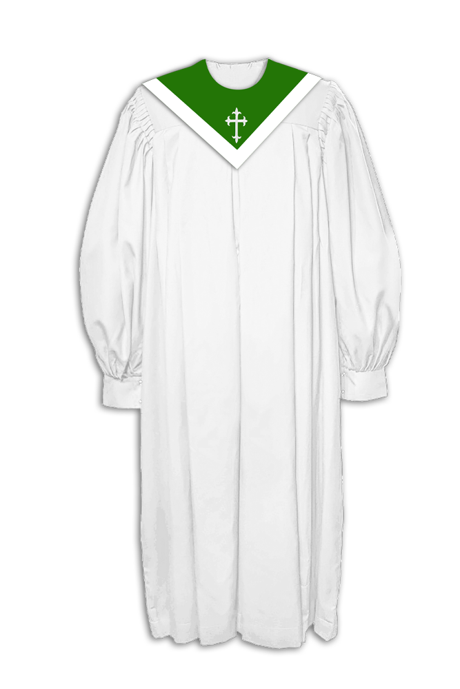 V neckline choir robe - Gathered sleeves