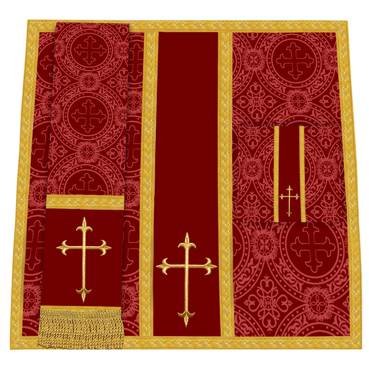 Adorned Gothic Chasuble Vestment -Spiritual Cross Collection - JOHA VESTMENTS