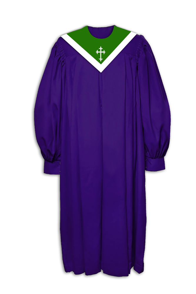 V neckline choir robe - Gathered sleeves