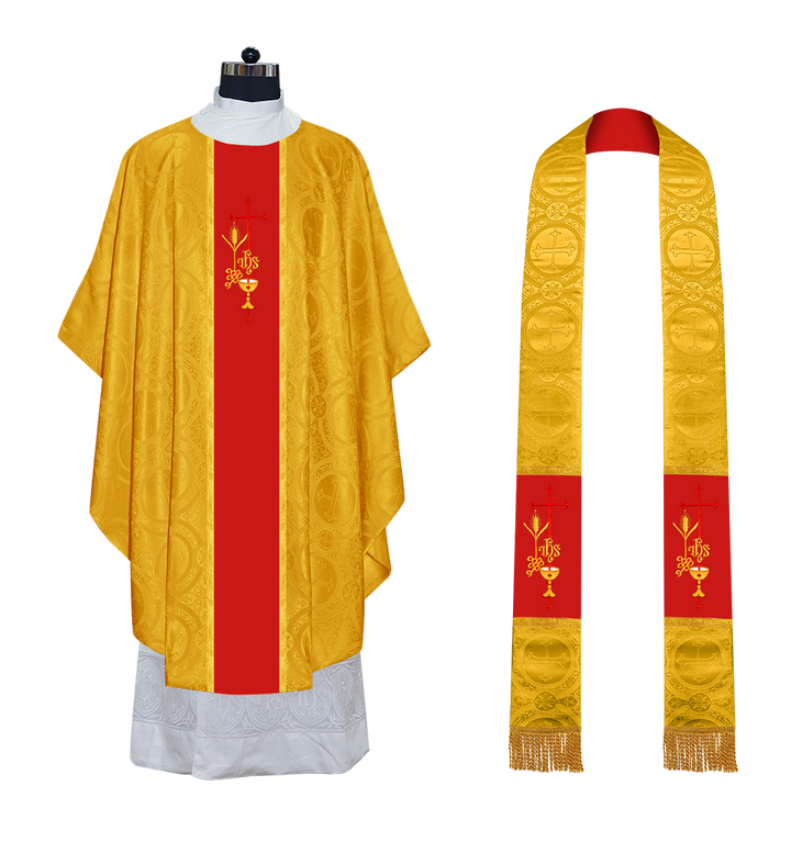 Gothic chasuble vestment - Eucharistic IHS