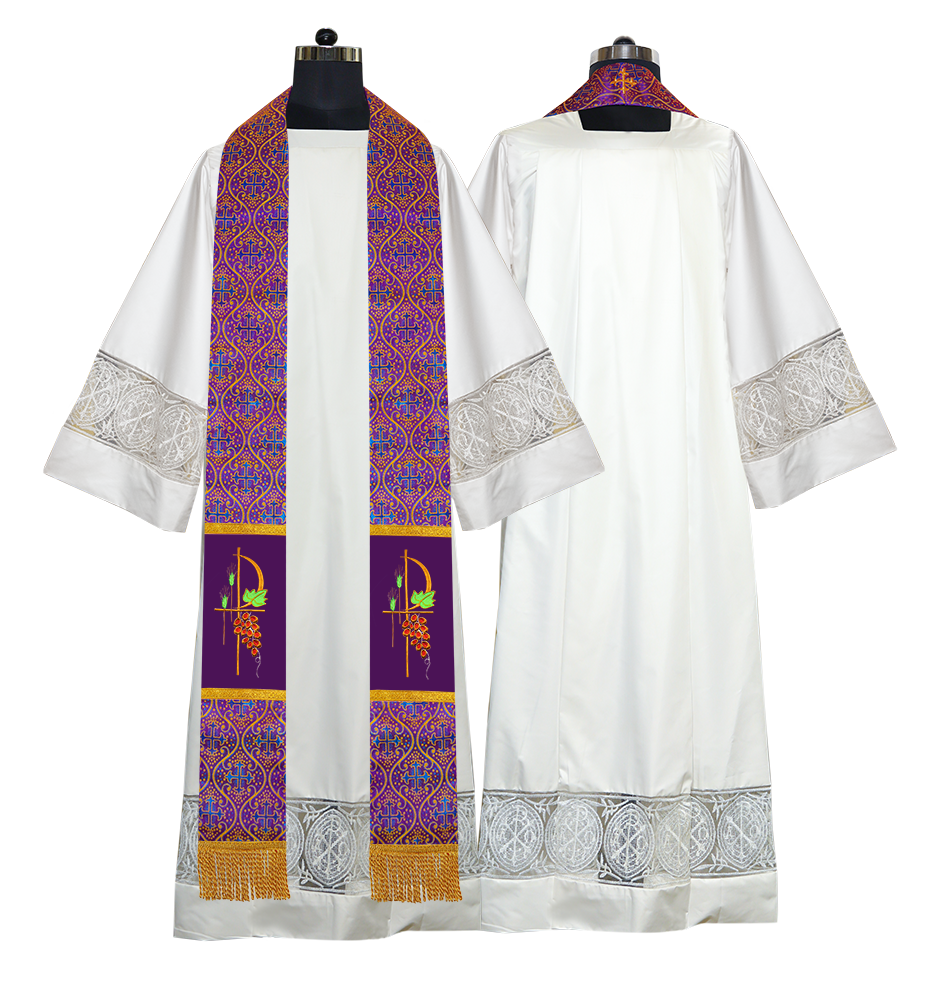 Set of 4 PAX with Grapes Embroidered Priest Stole