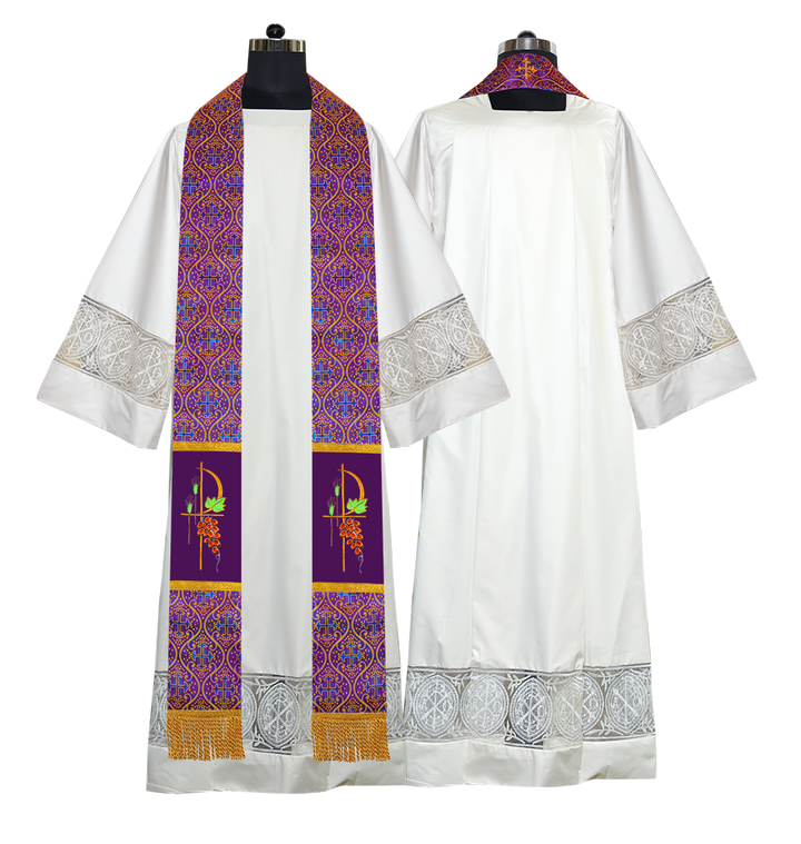 Set of 4 PAX with Grapes Embroidered Priest Stole