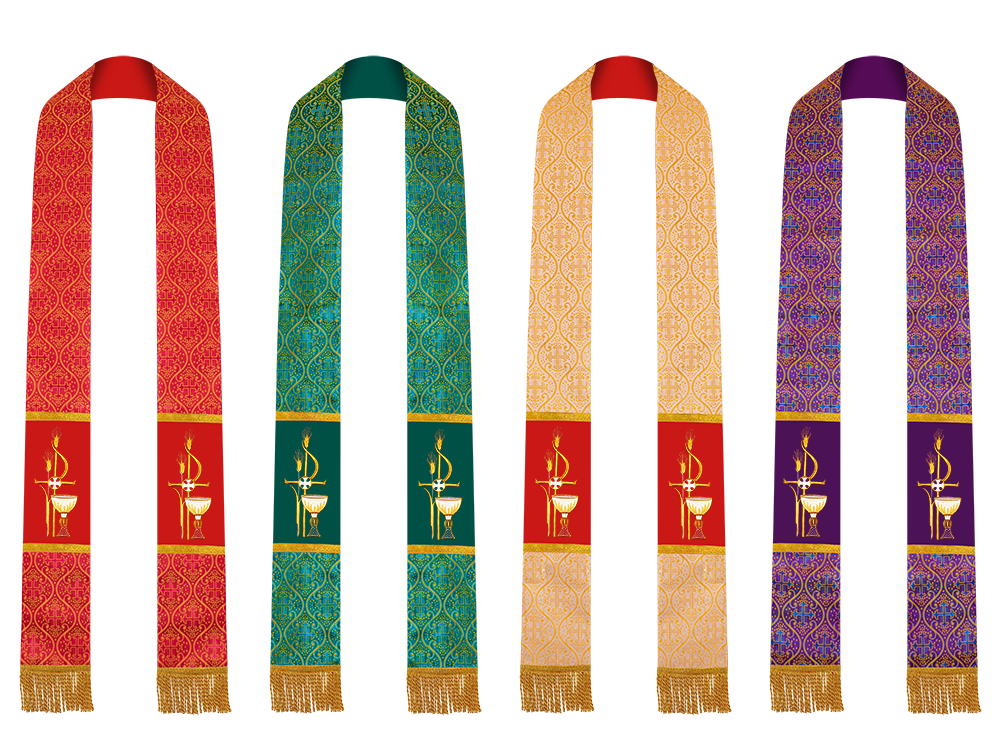 Set of 4 PAX with Chalice Embroidered Priest Stole