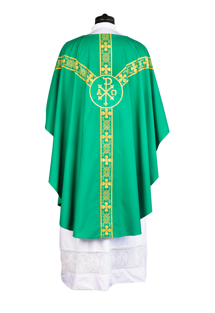 Gothic Chasuble vestment enhanced with braided orphrey