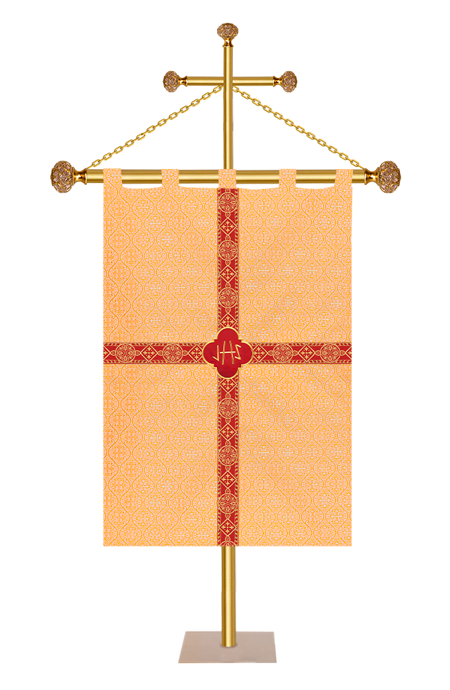 CHURCH BANNER WITH ADORNED TRIMS
