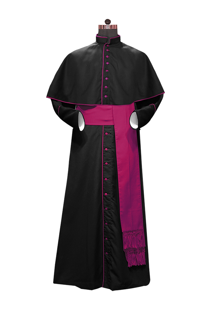 Roman Clergy Cassock Robe in Black & Red