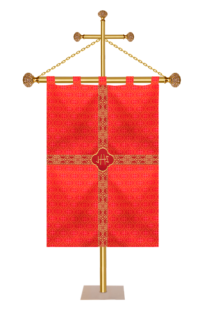 CHURCH BANNER WITH ADORNED TRIMS
