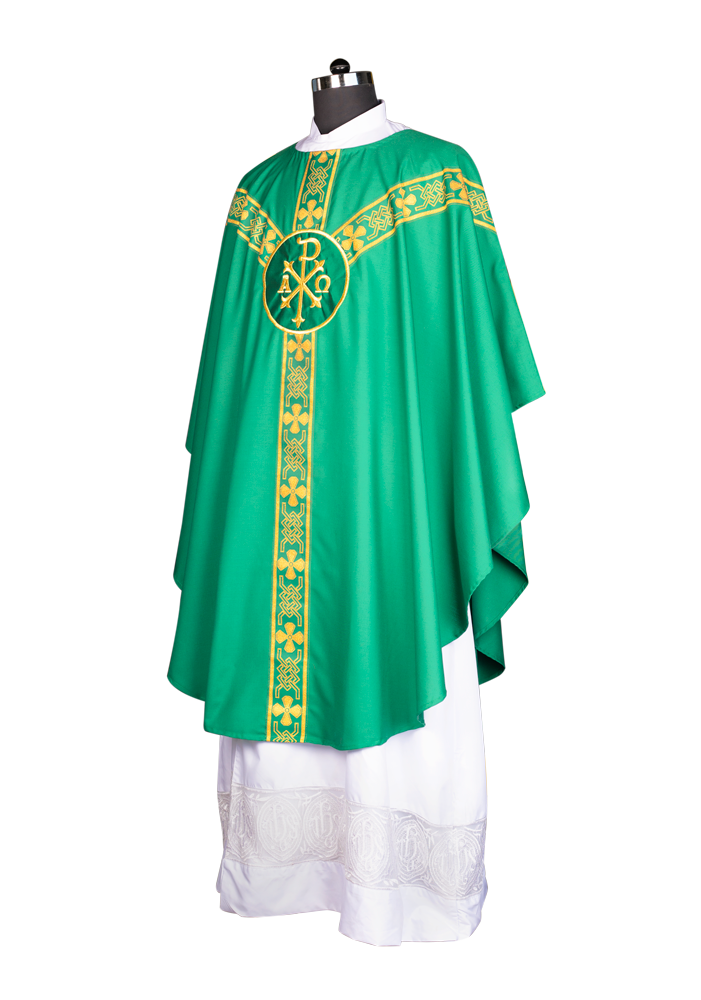 Gothic Chasuble vestment enhanced with braided orphrey