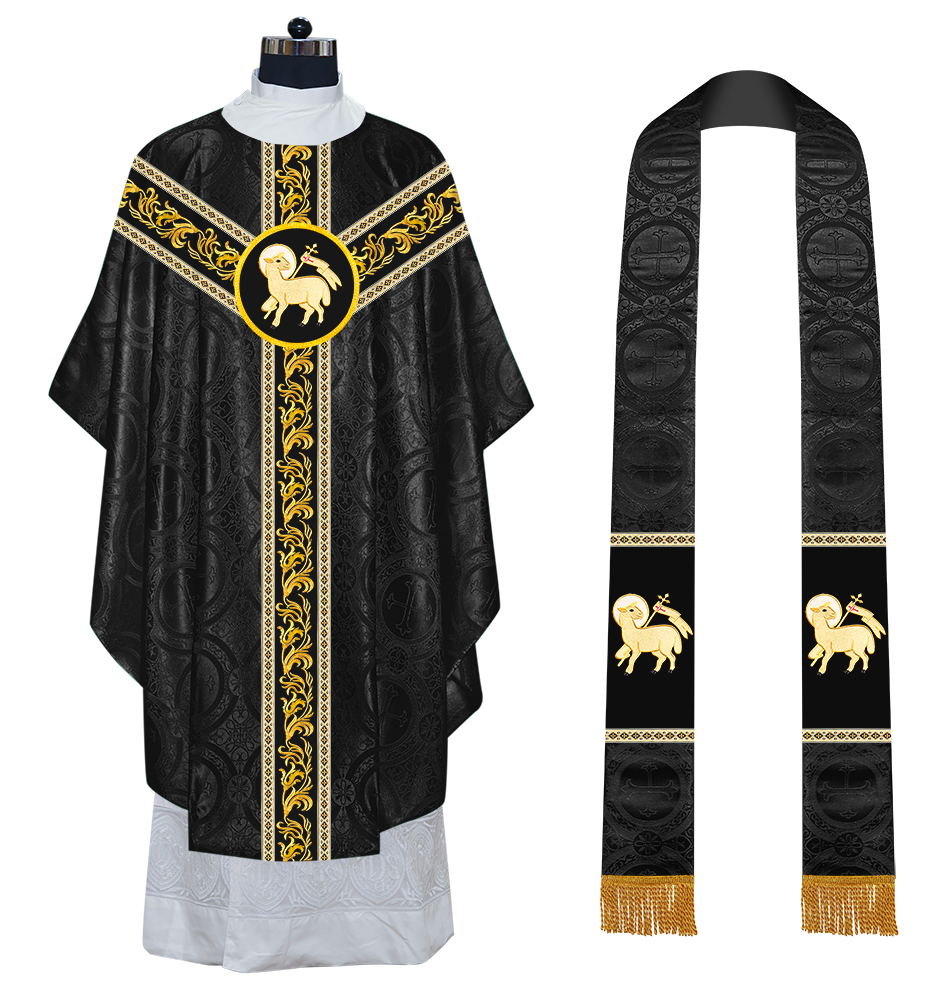 GOTHIC CHASUBLE VESTMENTS WITH ORNATE EMBROIDERY AND TRIMS