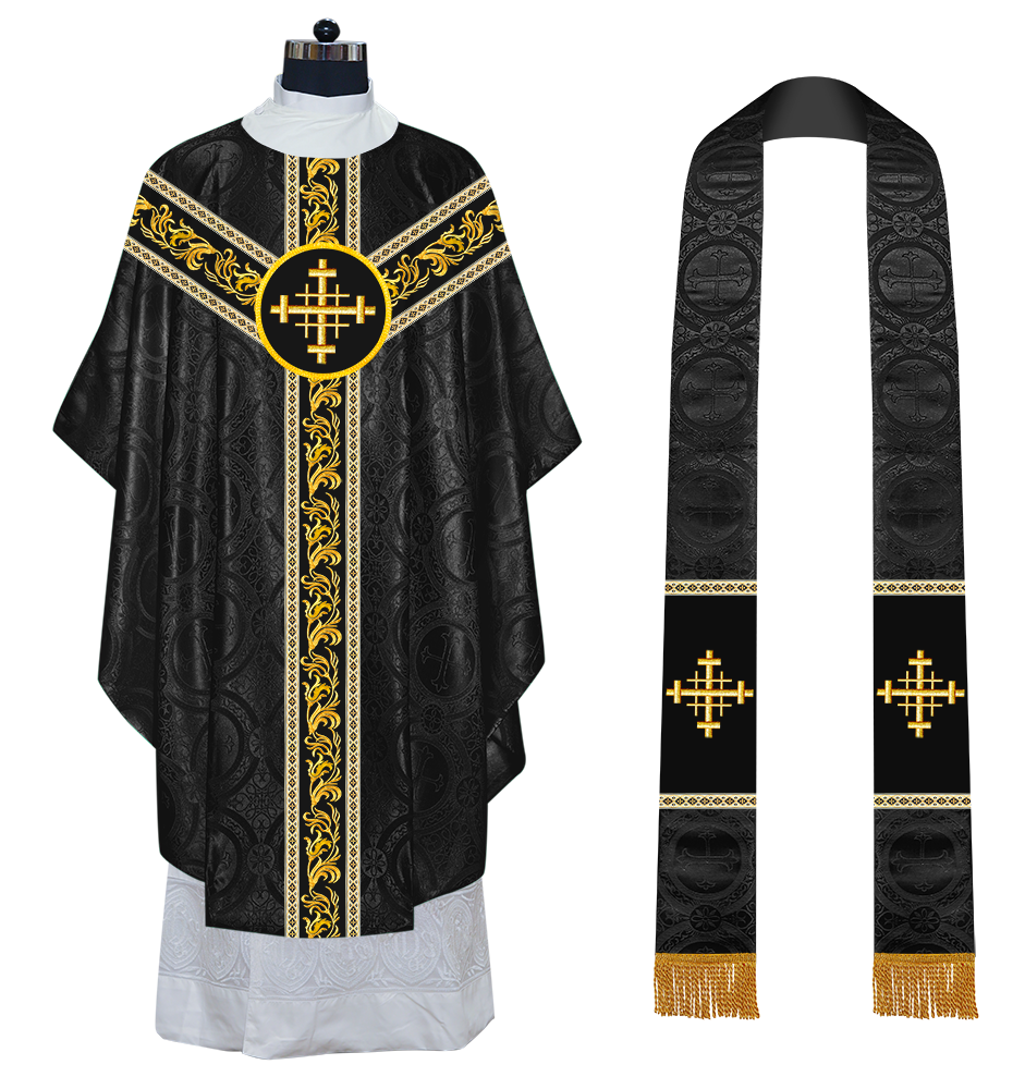 GOTHIC CHASUBLE VESTMENTS WITH ORNATE EMBROIDERY AND TRIMS