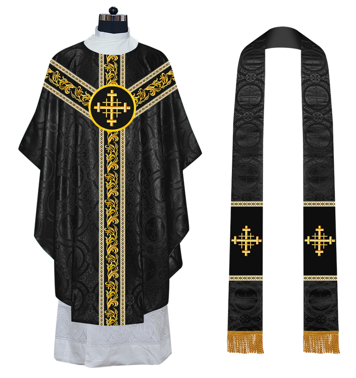 GOTHIC CHASUBLE VESTMENTS WITH ORNATE EMBROIDERY AND TRIMS