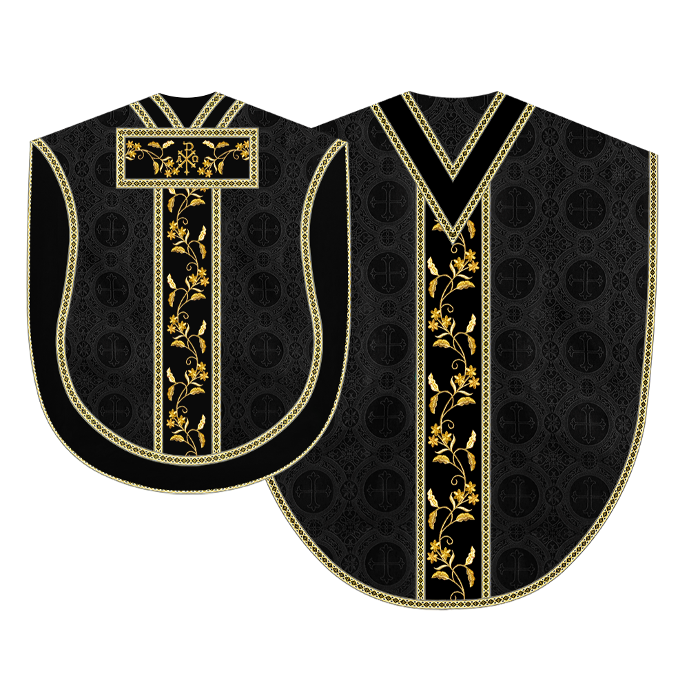 Borromean chasuble vestment ornated with floral design and trims