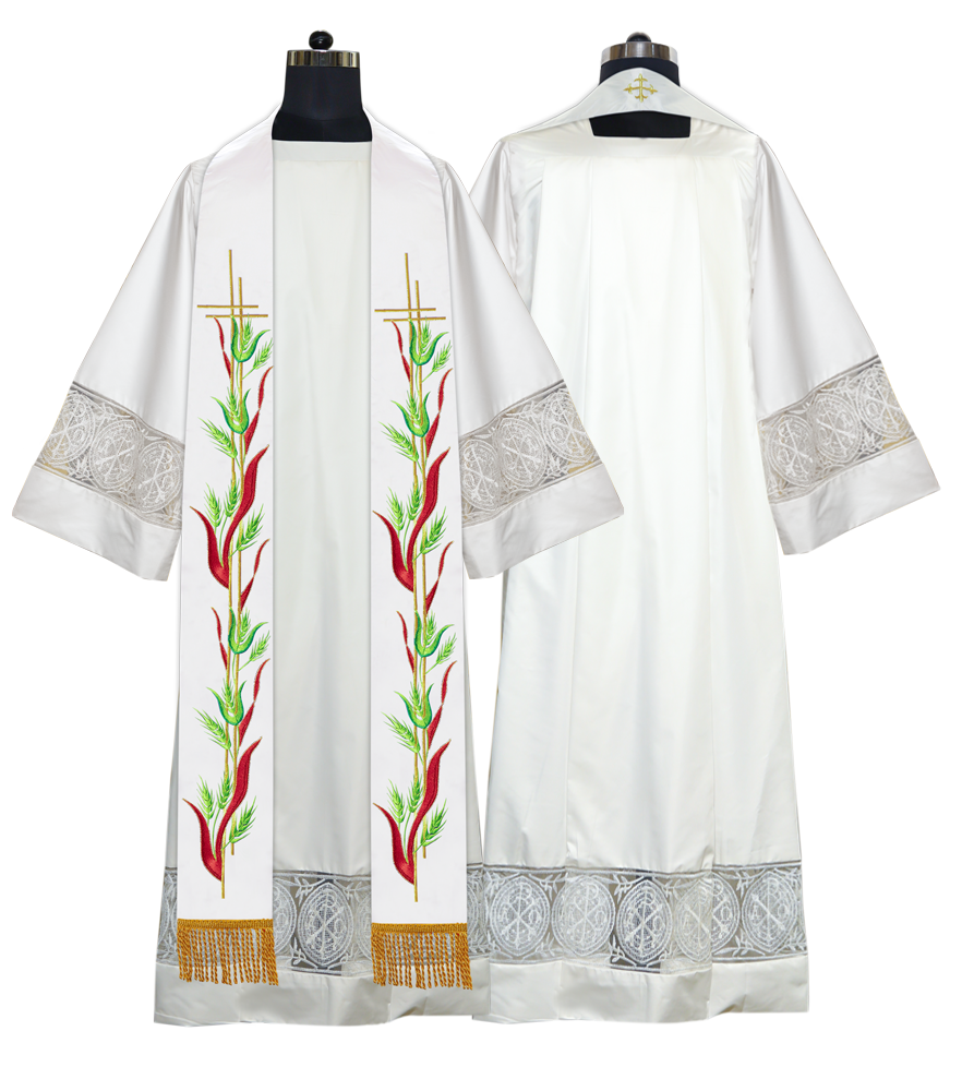 Stole with adorned cross embroidery