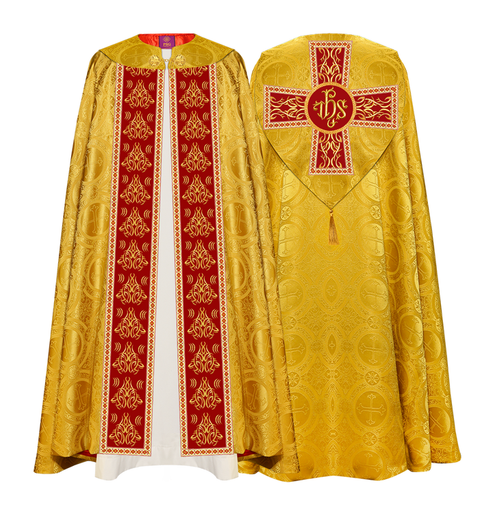 GOTHIC COPE VESTMENTS WITH LITURGICAL EMBROIDERY AND TRIMS