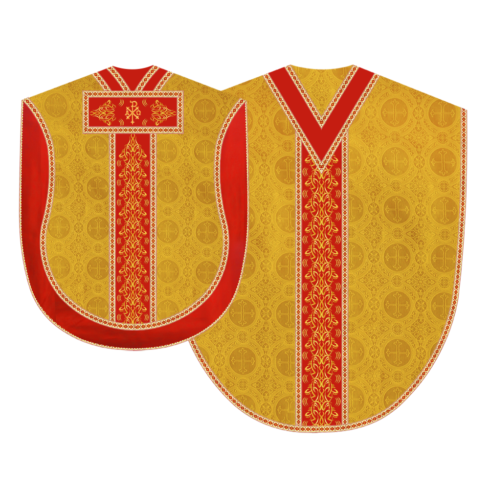 BORROMEAN CHASUBLE VESTMENT WITH BRAIDED ORPHREY AND TRIMS