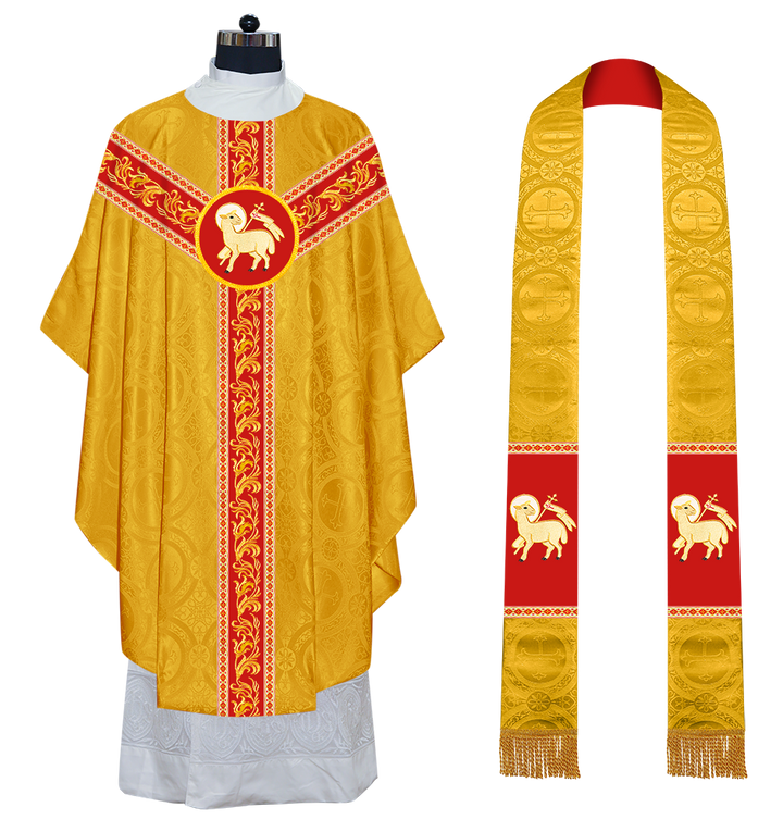 GOTHIC CHASUBLE VESTMENTS WITH ORNATE EMBROIDERY AND TRIMS