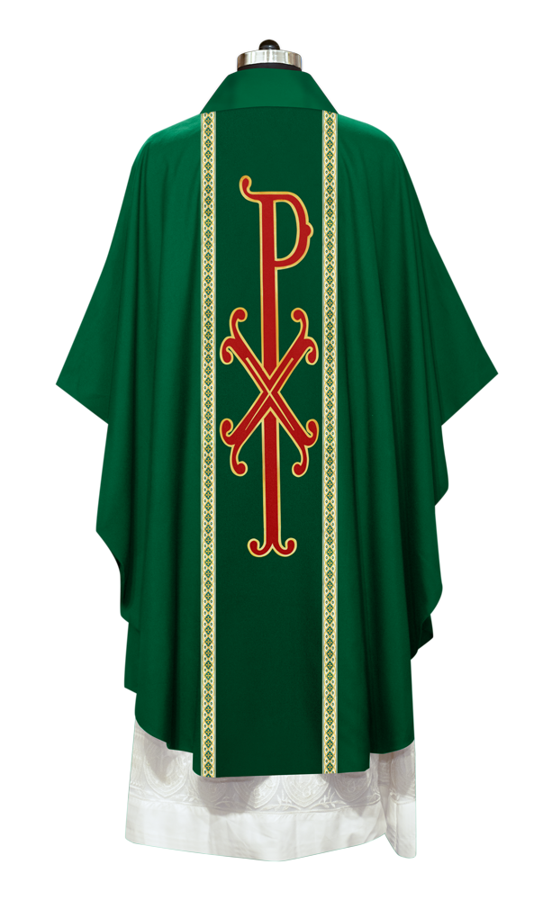 GOTHIC CHASUBLE WITH PAX MOTIF AND TRIMS