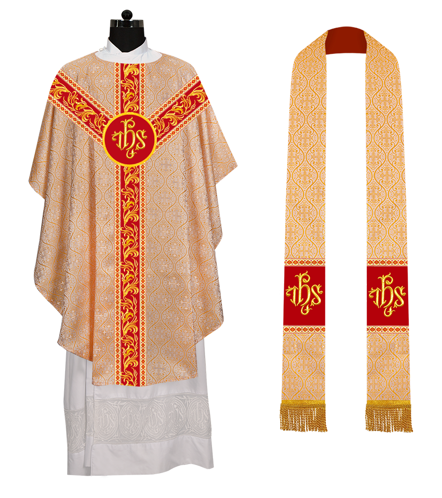 GOTHIC CHASUBLE VESTMENTS WITH ORNATE EMBROIDERY AND TRIMS
