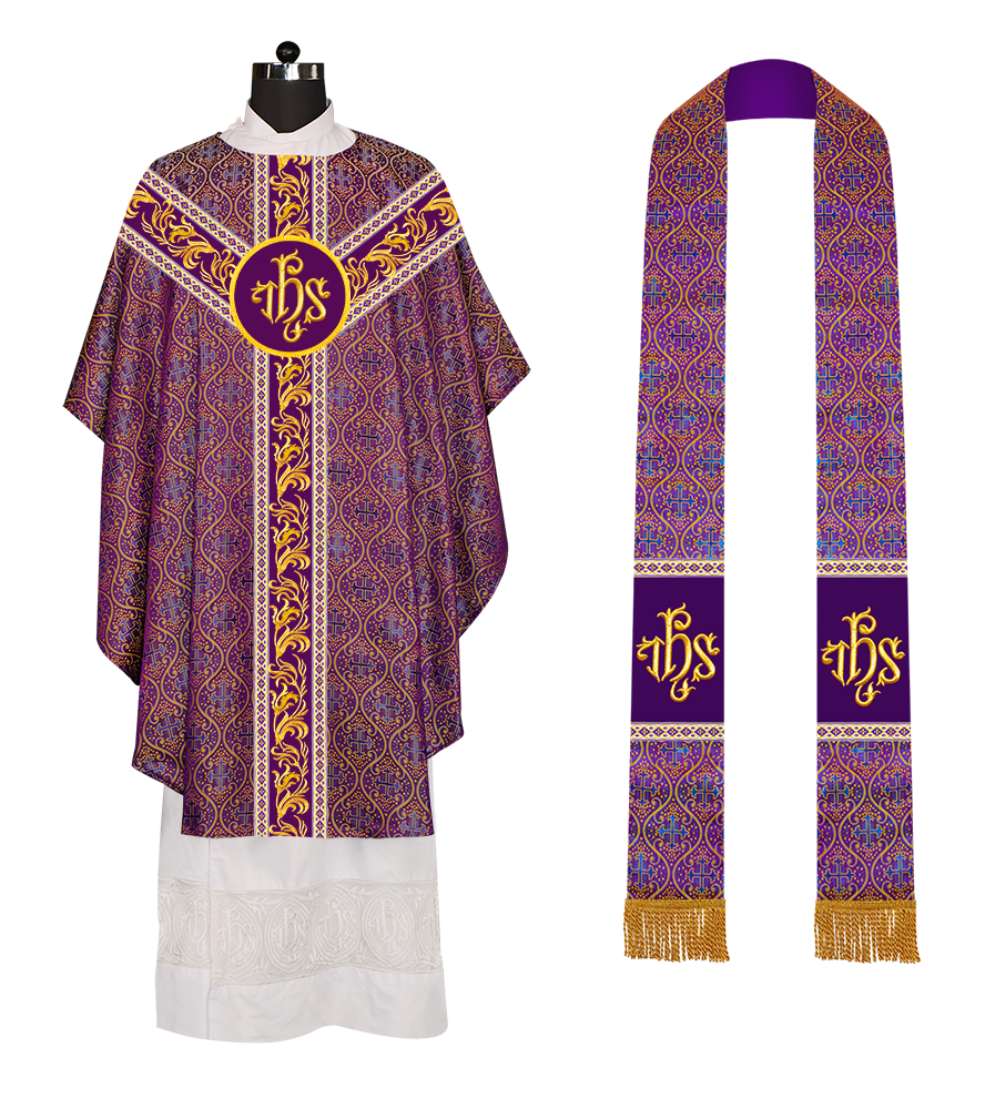 GOTHIC CHASUBLE VESTMENTS WITH ORNATE EMBROIDERY AND TRIMS