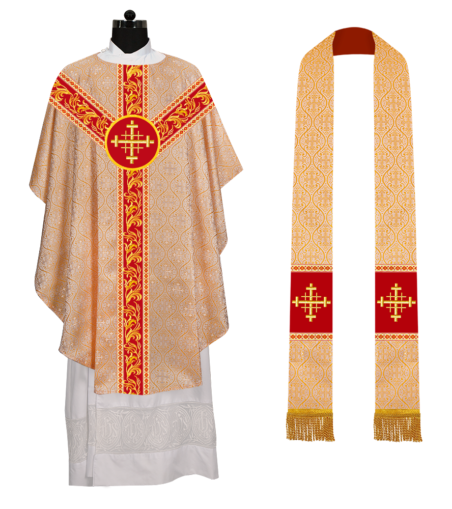 GOTHIC CHASUBLE VESTMENTS WITH ORNATE EMBROIDERY AND TRIMS